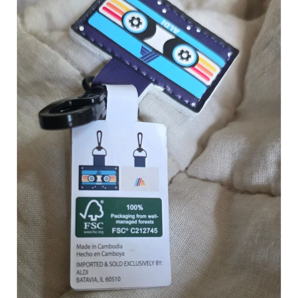 Aldi Keychain‎ Quarter Holder OS Collectible Blue NEW Retro Cassette Tape Cart